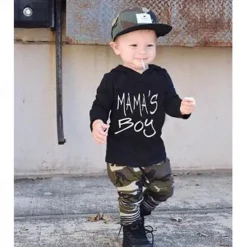 Boys 3D Camo Camouflage Letter Hoodie & Sweatpants Set Clothing Set Long Sleeve Fall Winter Cool Toddler 1-5 Years Vacation Regular Fit