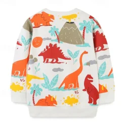 Boys 3D Cartoon Dinosaur Sweatshirt Long Sleeve Spring Fall Fashion Basic Little Kids(4-7ys) 4-7 Years Crew Neck Outdoor Casual Daily Regular Fit
