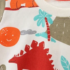 Boys 3D Cartoon Dinosaur Sweatshirt Long Sleeve Spring Fall Fashion Basic Little Kids(4-7ys) 4-7 Years Crew Neck Outdoor Casual Daily Regular Fit