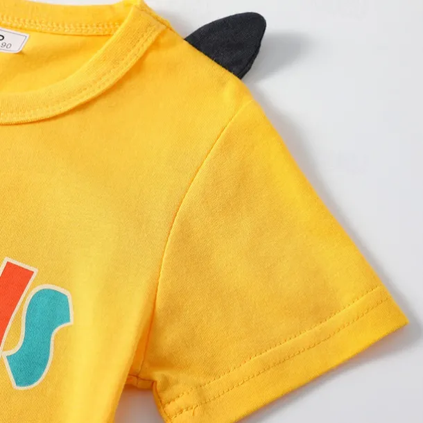 Boys 3D Cartoon Letter T-shirt & Shorts Short Sleeve Summer Active Sports Fashion Kids 4-7 Years Crew Neck Outdoor Vacation Sports Tailored Fit