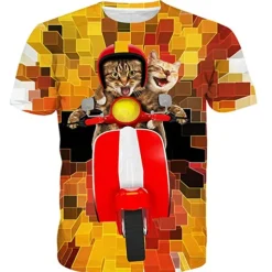 Boys 3D Color Block Rainbow Optical Illusion T shirt Short Sleeve 3D Print Summer Sports Streetwear Basic Kids School Outdoor