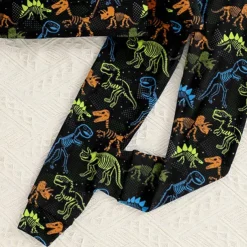 Boys 3D Dinosaur Pajama Sets Long Sleeve 3D Print Fall Winter Active Cool Daily Kids 3-12 Years Crew Neck Home Causal Indoor Regular Fit