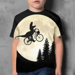 Boys 3D Dinosaur T shirt Short Sleeve 3D Print Summer Active Cute Cool Kids 3-12 Years School Daily