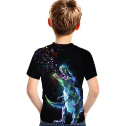 Boys 3D Dinosaur T shirt Short Sleeve 3D Print Summer Active Cute Cool Kids 3-12 Years School Daily