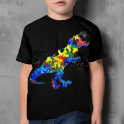 Boys 3D Dinosaur T shirt Short Sleeve 3D Print Summer Active Cute Cool Kids 3-12 Years School Daily