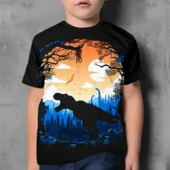Boys 3D Dinosaur T shirt Short Sleeve 3D Print Summer Active Cute Cool Kids 3-12 Years School Daily