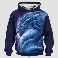 Boys 3D Dragon Hoodie Pullover Long Sleeve 3D Print Spring Fall Fashion Streetwear Cool Kids 3-12 Years Hooded Outdoor Casual Daily Regular Fit