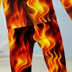 Boys 3D Fire Pajama Sets Long Sleeve 3D Print Fall Winter Active Cool Daily Kids 4 years+ Crew Neck Home Causal Indoor Regular Fit