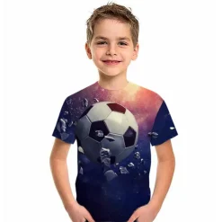 Boys 3D Football T shirt Short Sleeve 3D Print Summer Active Streetwear Polyester Kids 3-12 Years Outdoor Daily