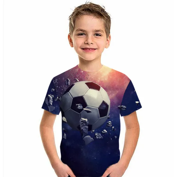 Boys 3D Football T shirt Short Sleeve 3D Print Summer Active Streetwear Polyester Kids 3-12 Years Outdoor Daily