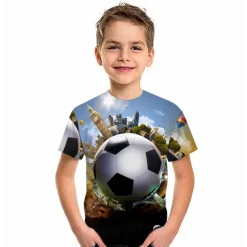Boys 3D Football T shirt Short Sleeve 3D Print Summer Active Streetwear Polyester Kids 3-12 Years Outdoor Daily