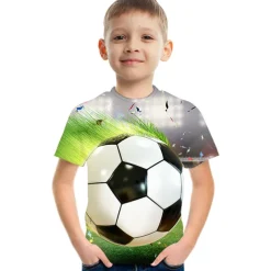 Boys 3D Football T shirt Short Sleeve 3D Print Summer Active Streetwear Polyester Kids 3-12 Years Outdoor Daily