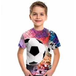 Boys 3D Football T shirt Short Sleeve 3D Print Summer Active Streetwear Polyester Kids 3-12 Years Outdoor Daily