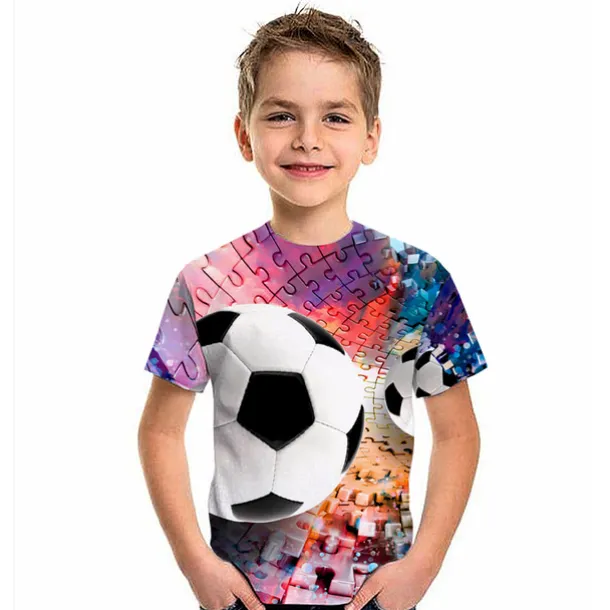 Boys 3D Football T shirt Short Sleeve 3D Print Summer Active Streetwear Polyester Kids 3-12 Years Outdoor Daily