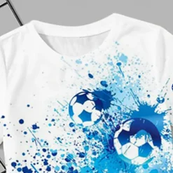 Boys 3D Football Tee & Pants Pajama Sets Short Sleeve 3D Print Summer Active Fashion Daily Kids 3-12 Years Crew Neck Home Causal Indoor Regular Fit