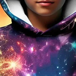 Boys 3D Galaxy Hoodie Pullover Long Sleeve 3D Print Fall Winter Fashion Streetwear Cool Polyester Kids 3-12 Years Outdoor Casual Daily Regular Fit