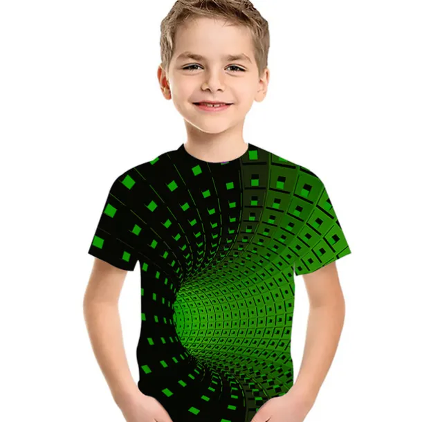 Boys 3D Geometric Color Block Optical Illusion T shirt Tee Short Sleeve 3D Print Summer Active Sports Streetwear Kids Toddler