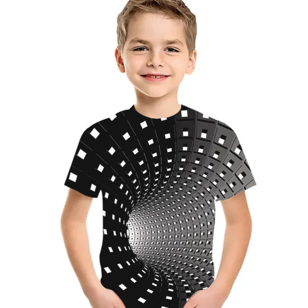 Boys 3D Geometric Color Block Optical Illusion T shirt Tee Short Sleeve 3D Print Summer Active Sports Streetwear Kids Toddler
