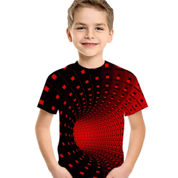 Boys 3D Geometric Color Block Optical Illusion T shirt Tee Short Sleeve 3D Print Summer Active Sports Streetwear Kids Toddler