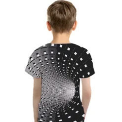 Boys 3D Geometric Color Block Optical Illusion T shirt Tee Short Sleeve 3D Print Summer Active Sports Streetwear Kids Toddler
