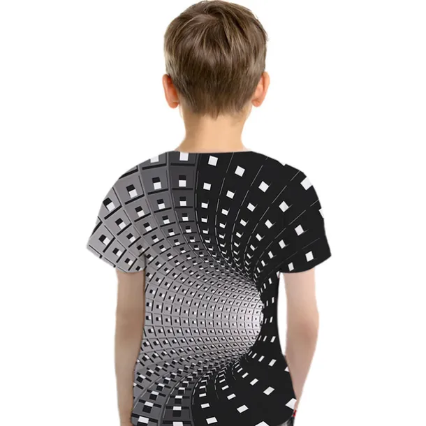 Boys 3D Geometric Color Block Optical Illusion T shirt Tee Short Sleeve 3D Print Summer Active Sports Streetwear Kids Toddler