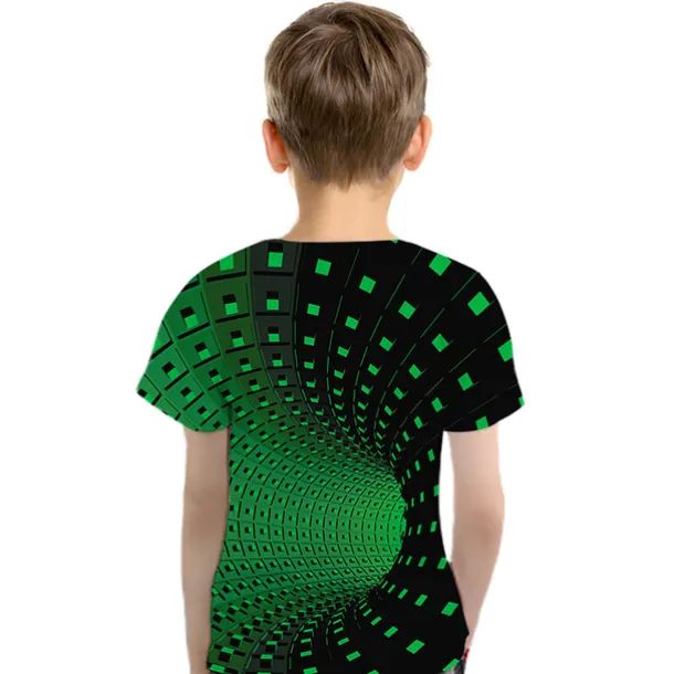 Boys 3D Geometric Color Block Optical Illusion T shirt Tee Short Sleeve 3D Print Summer Active Sports Streetwear Kids Toddler
