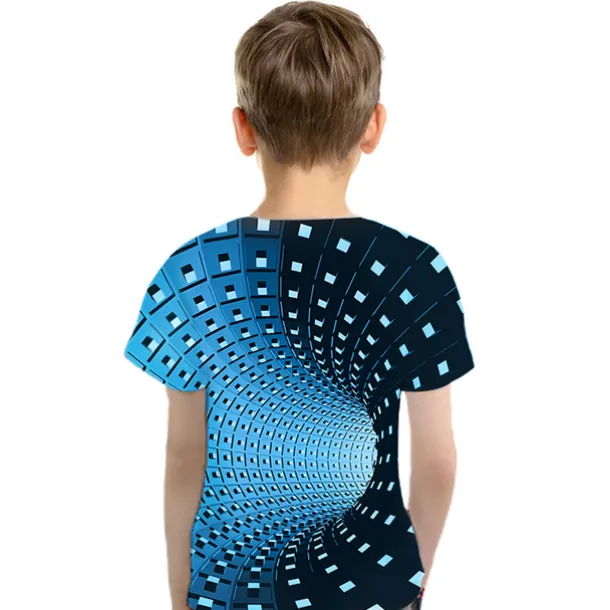 Boys 3D Geometric Color Block Optical Illusion T shirt Tee Short Sleeve 3D Print Summer Active Sports Streetwear Kids Toddler