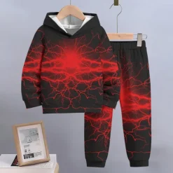 Boys 3D Gradient Ramp Hoodie & Sweatpants Set Hoodie Set Clothing Set Long Sleeve Spring Fall Sports Fashion Cool Kids 3-12 Years Outdoor Vacation Street Regular Fit