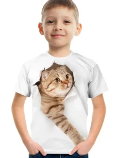 Boys 3D Graphic Animal 3D Print T shirt Tee Short Sleeve 3D Print Summer Active Cute Basic Kids 3-12 Years School