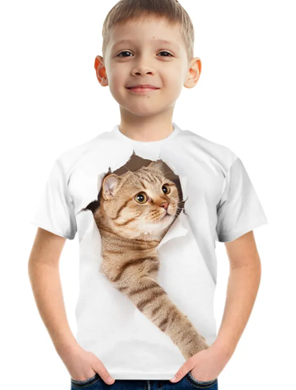 Boys 3D Graphic Animal 3D Print T shirt Tee Short Sleeve 3D Print Summer Active Cute Basic Kids 3-12 Years School