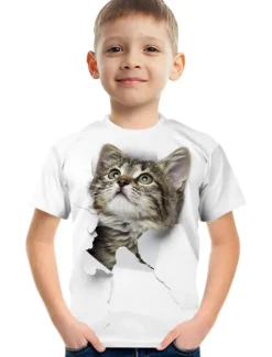 Boys 3D Graphic Animal 3D Print T shirt Tee Short Sleeve 3D Print Summer Active Cute Basic Kids 3-12 Years School
