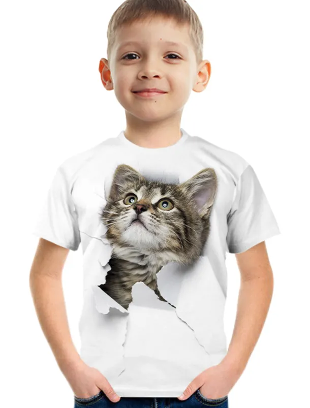 Boys 3D Graphic Animal 3D Print T shirt Tee Short Sleeve 3D Print Summer Active Cute Basic Kids 3-12 Years School