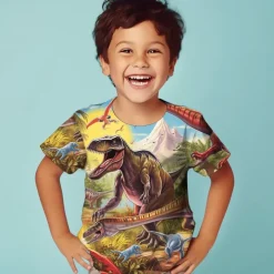 Boys' 3D Graphic Animal Dinosaur T shirt Tee Short Sleeve 3D Print Summer Spring Active Sports Fashion Kids 3-12 Years Outdoor Casual Daily Regular Fit