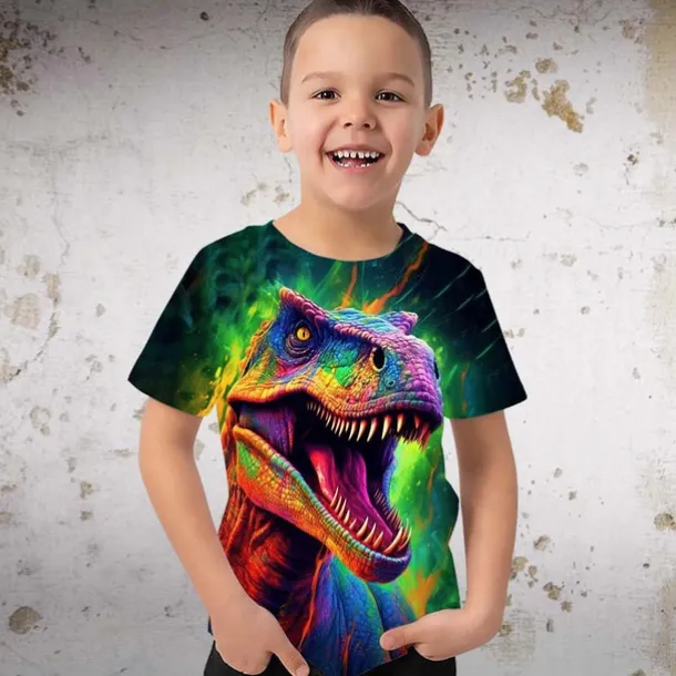 Boys 3D Graphic Animal Dinosaur T shirt Short Sleeve 3D Print Summer Spring Active Sports Fashion Kids 3-12 Years Outdoor Casual Daily Regular Fit