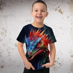 Boys 3D Graphic Animal Dinosaur T shirt Short Sleeve 3D Print Summer Spring Active Sports Fashion Kids 3-12 Years Outdoor Casual Daily Regular Fit