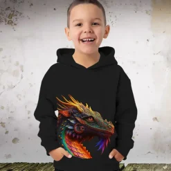Boys 3D Graphic Animal Dinosaur Hoodie Long Sleeve 3D Print Summer Spring Fall Fashion Streetwear Cool Polyester Kids 3-12 Years Outdoor Casual Daily Regular Fit
