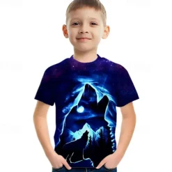 Boys 3D Graphic Animal Wolf T shirt Tee Short Sleeve 3D Print Summer Spring Active Sports Fashion Kids 3-12 Years Outdoor Casual Daily Regular Fit