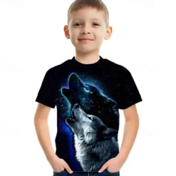 Boys 3D Graphic Animal Wolf T shirt Tee Short Sleeve 3D Print Summer Spring Active Sports Fashion Kids 3-12 Years Outdoor Casual Daily Regular Fit