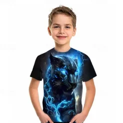 Boys 3D Graphic Animal Wolf T shirt Tee Short Sleeve 3D Print Summer Spring Active Sports Fashion Kids 3-12 Years Outdoor Casual Daily Regular Fit