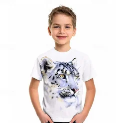 Boys 3D Graphic Animal Wolf T shirt Tee Short Sleeve 3D Print Summer Spring Active Sports Fashion Kids 3-12 Years Outdoor Casual Daily Regular Fit