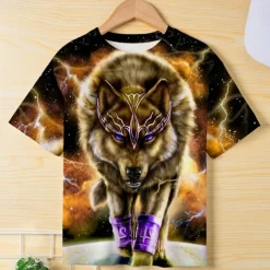 Boys 3D Graphic Animal Wolf T shirt Tee Short Sleeve 3D Print Summer Spring Active Sports Fashion Kids 3-12 Years Outdoor Casual Daily Regular Fit