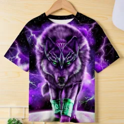 Boys 3D Graphic Animal Wolf T shirt Tee Short Sleeve 3D Print Summer Spring Active Sports Fashion Kids 3-12 Years Outdoor Casual Daily Regular Fit