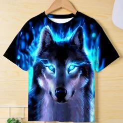Boys 3D Graphic Animal Wolf T shirt Tee Short Sleeve 3D Print Summer Spring Active Sports Fashion Kids 3-12 Years Outdoor Casual Daily Regular Fit