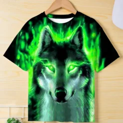Boys 3D Graphic Animal Wolf T shirt Tee Short Sleeve 3D Print Summer Spring Active Sports Fashion Kids 3-12 Years Outdoor Casual Daily Regular Fit