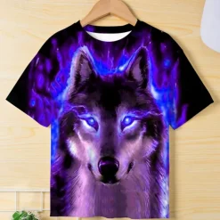 Boys 3D Graphic Animal Wolf T shirt Tee Short Sleeve 3D Print Summer Spring Active Sports Fashion Kids 3-12 Years Outdoor Casual Daily Regular Fit