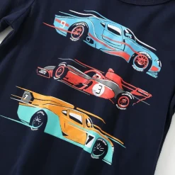 Boys 3D Graphic Car Tee Long Sleeve Spring Fall Fashion Basic Little Kids(4-7ys) 4-7 Years Crew Neck Outdoor Casual Daily Regular Fit