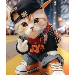 Boys 3D Graphic Cat T shirt Tee Long Sleeve Spring Fall Fashion Basic Kids 4-12 Years Crew Neck Outdoor Casual Daily Regular Fit