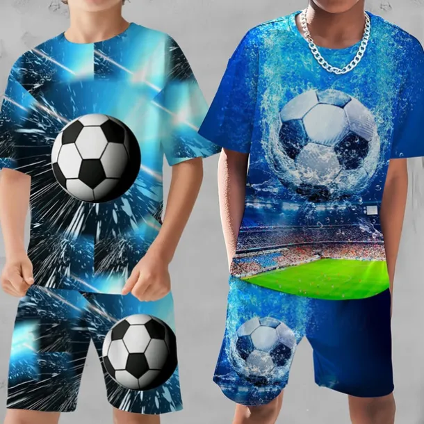 Boys 3D Graphic Football T-shirt & Shorts T-shirt Set Clothing Set Short Sleeve 3D prints Summer Spring Active Sports Fashion Kids 3-13 Years Outdoor Vacation Street Regular Fit