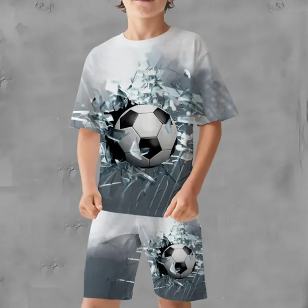 Boys 3D Graphic Football T-shirt & Shorts T-shirt Set Clothing Set Short Sleeve 3D prints Summer Spring Active Sports Fashion Kids 3-13 Years Outdoor Vacation Street Regular Fit