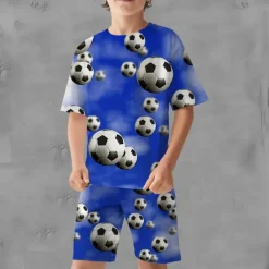 Boys 3D Graphic Football T-shirt & Shorts T-shirt Set Clothing Set Short Sleeve 3D prints Summer Spring Active Sports Fashion Kids 3-13 Years Outdoor Vacation Street Regular Fit